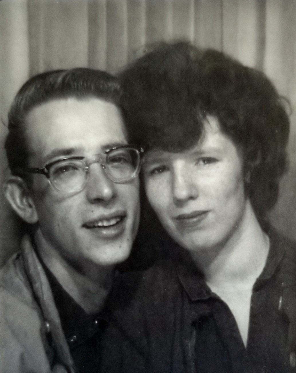 Chuck and Carol together at a photo booth at Neisners Department Store